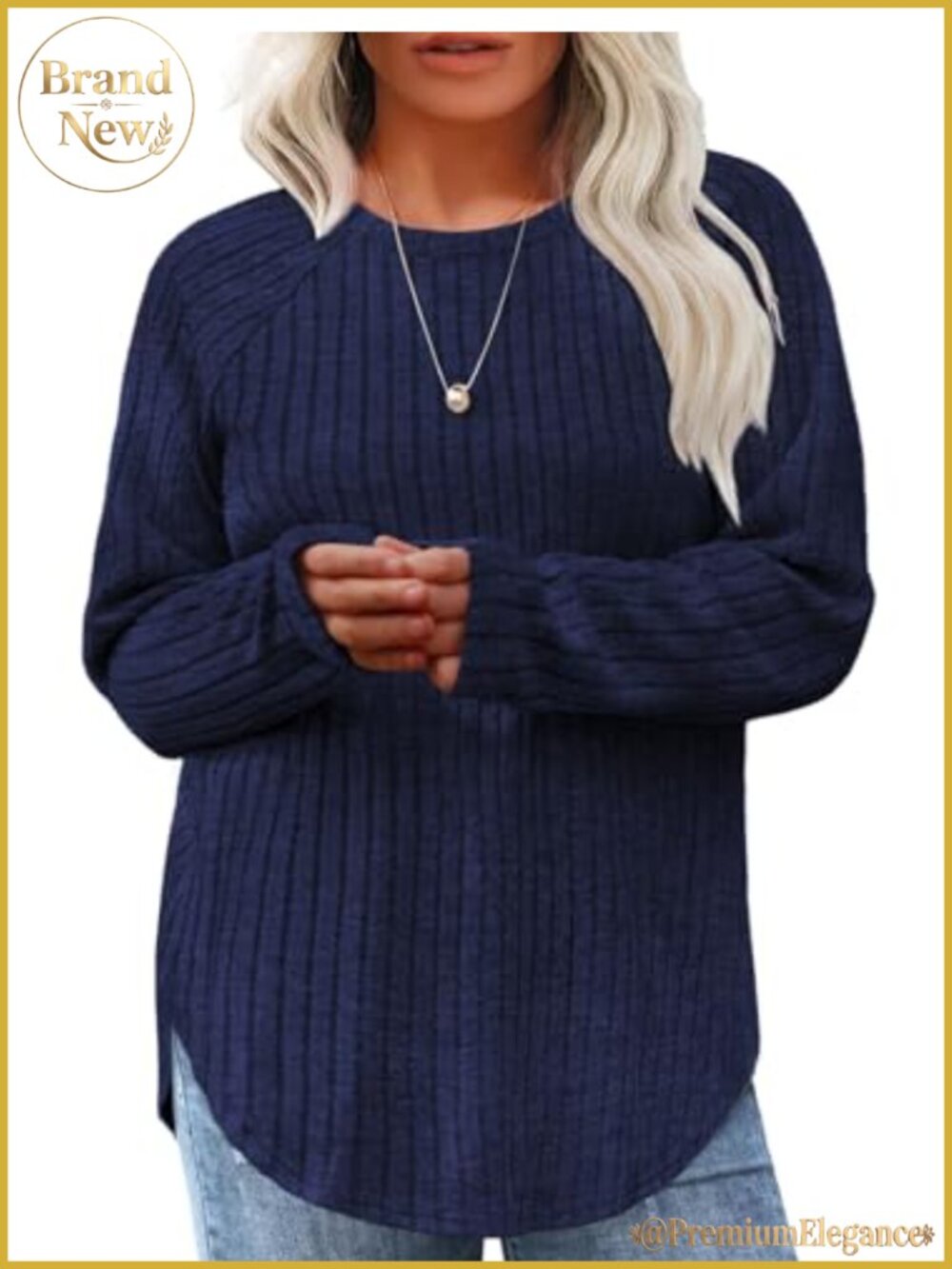 Plus Size Long Sleeve Tunic Top Loose Fit Crew Neck Pullover Blouse